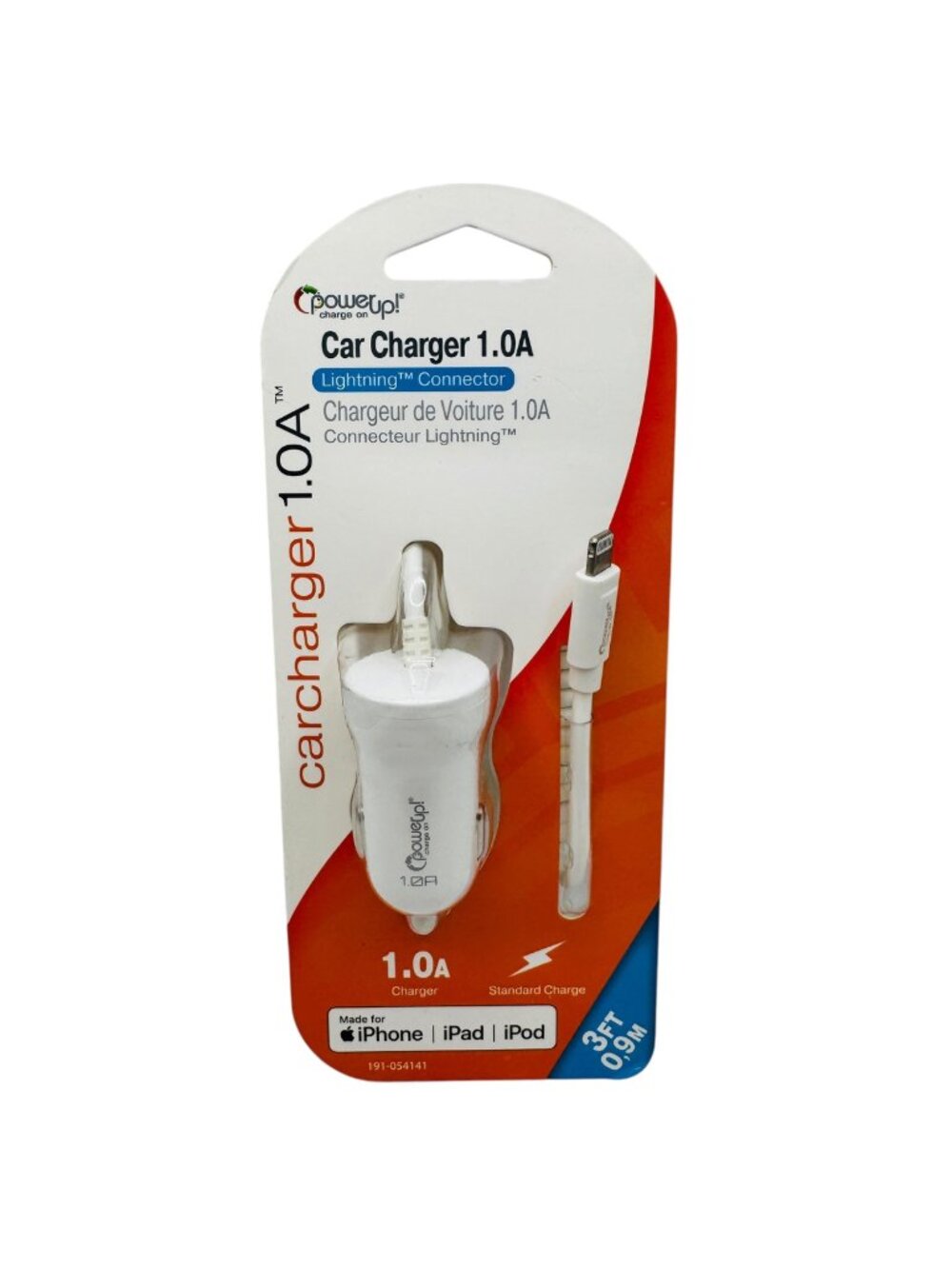 PowerUp 1.0A Car Charger With Connector 3ft Cable Standard Charge For